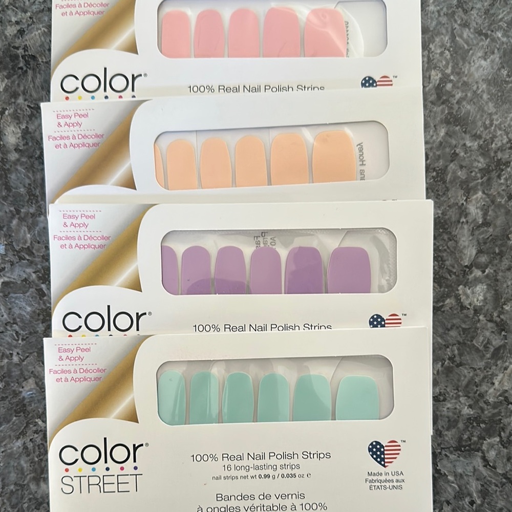Color Street Nail Polish Strips Set - Pink, Orange, Purple